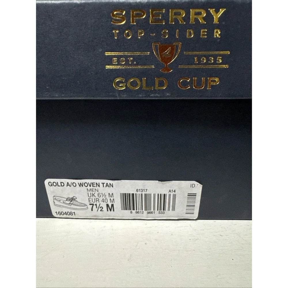 Sperry Gold Cup Leather Woven Tan Boat Shoes Men's Size 7.5 M‎